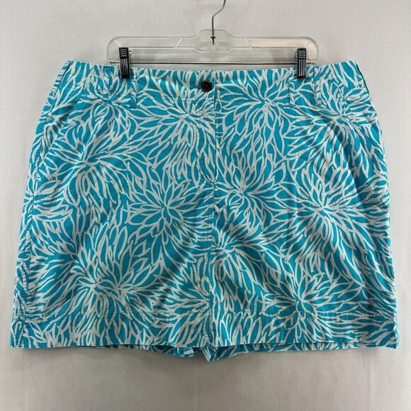 Lands' End Pants - Lands' End Skirt Size 18 Floral Mini Skort Tennis Golf Cotton Blue White